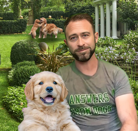 Max with a dog, pictured on the original business website